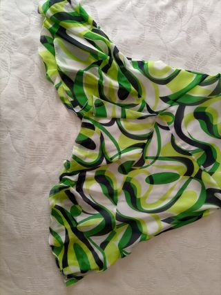 Vestido verde y blanco estampado