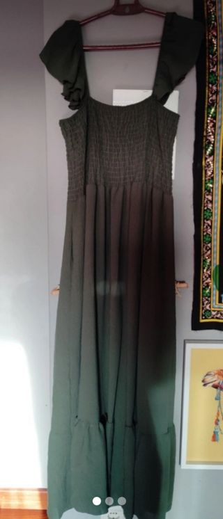 Vestido largo verde oliva