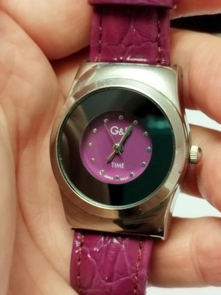 Reloj G&B morado | Pulsera plata