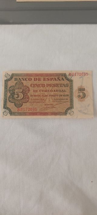 Billete 5 Pesetas España 1938 S/C