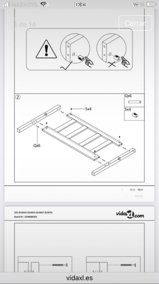 Cama individual madera - 90x200cm