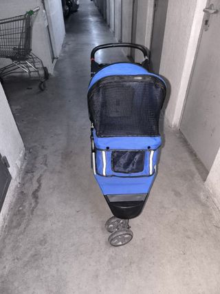 Carrito transporte mascotas azul
