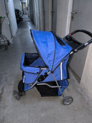 Carrito transporte mascotas azul