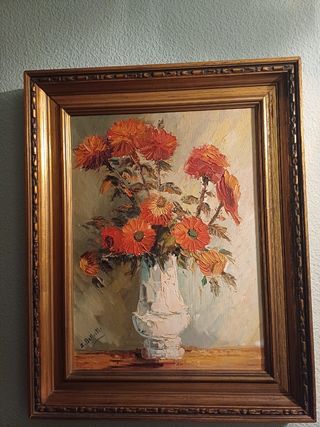 Cuadro flores óleo sobre lienzo