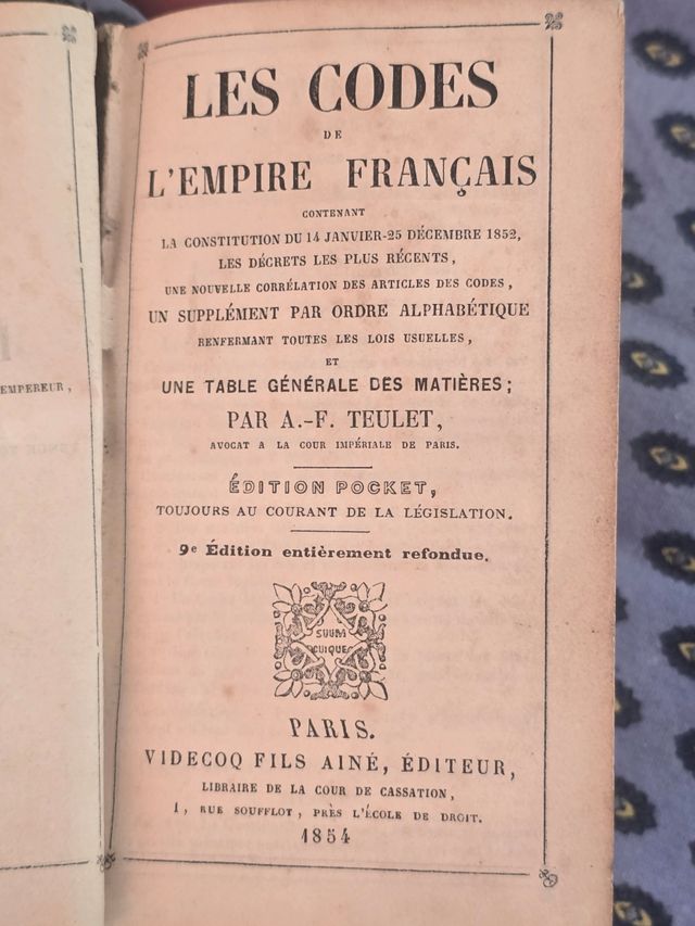 Libro antico: Codici dell'Impero francese