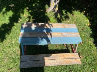 Mesa picnic infantil azul y marrón