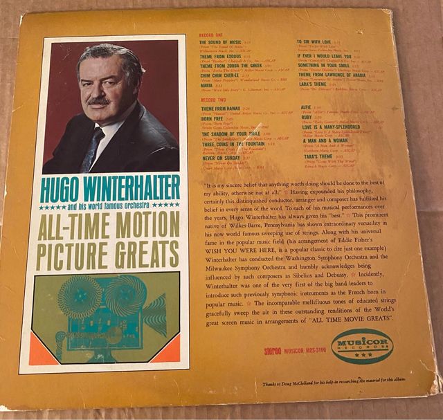 2 LP 33 giri Hugo Winterhalter - All Time Movie Gr