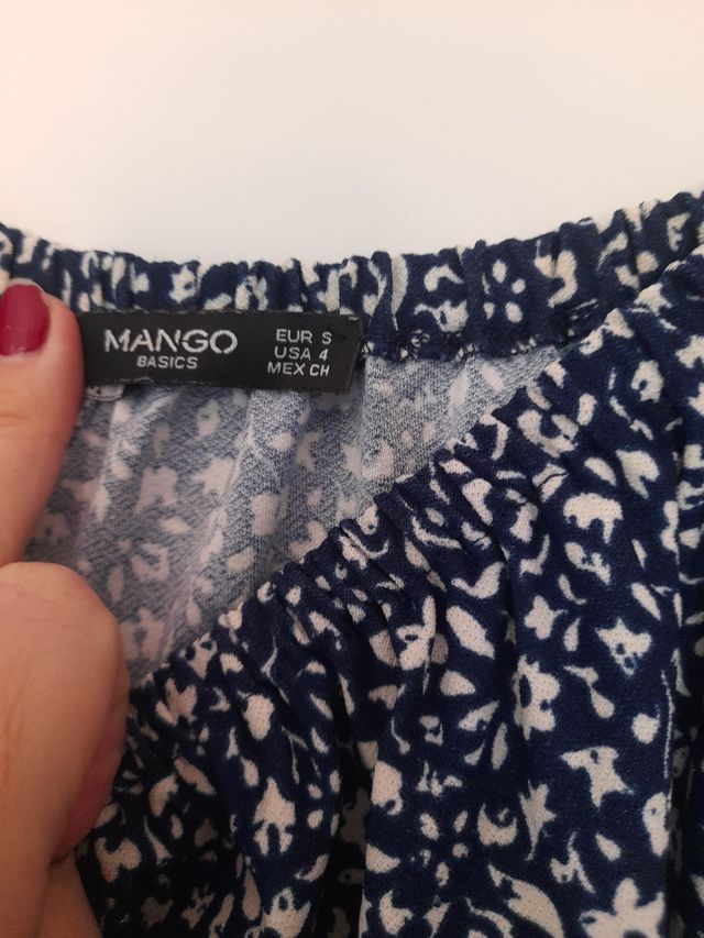 Vestido Mango azul floral - Talla S