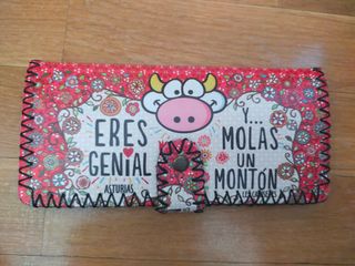 Monedero vaca Asturias - fucsia