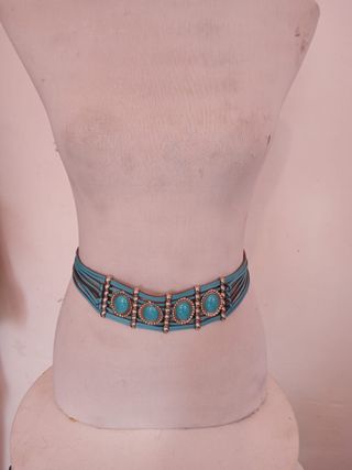 Cintura vintage pelle turchese