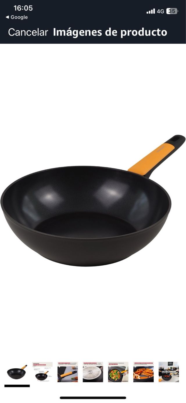 Sartén Wok Antiadherente - Negra/Naranja