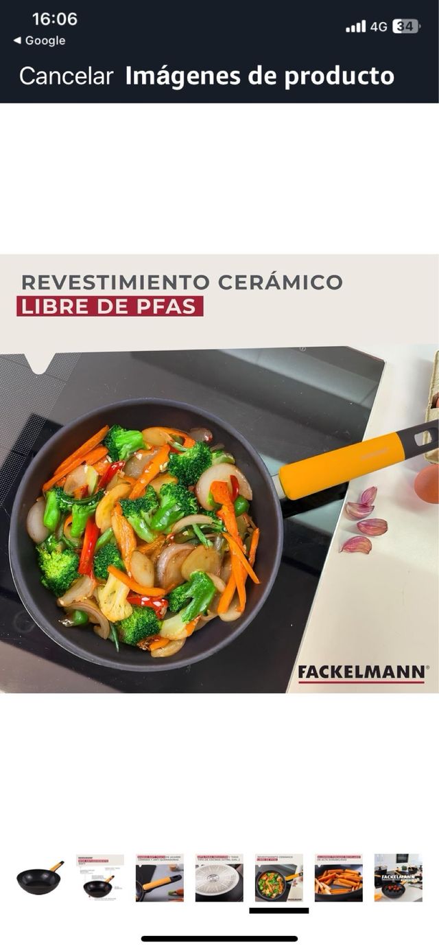 Sartén Wok Antiadherente - Negra/Naranja