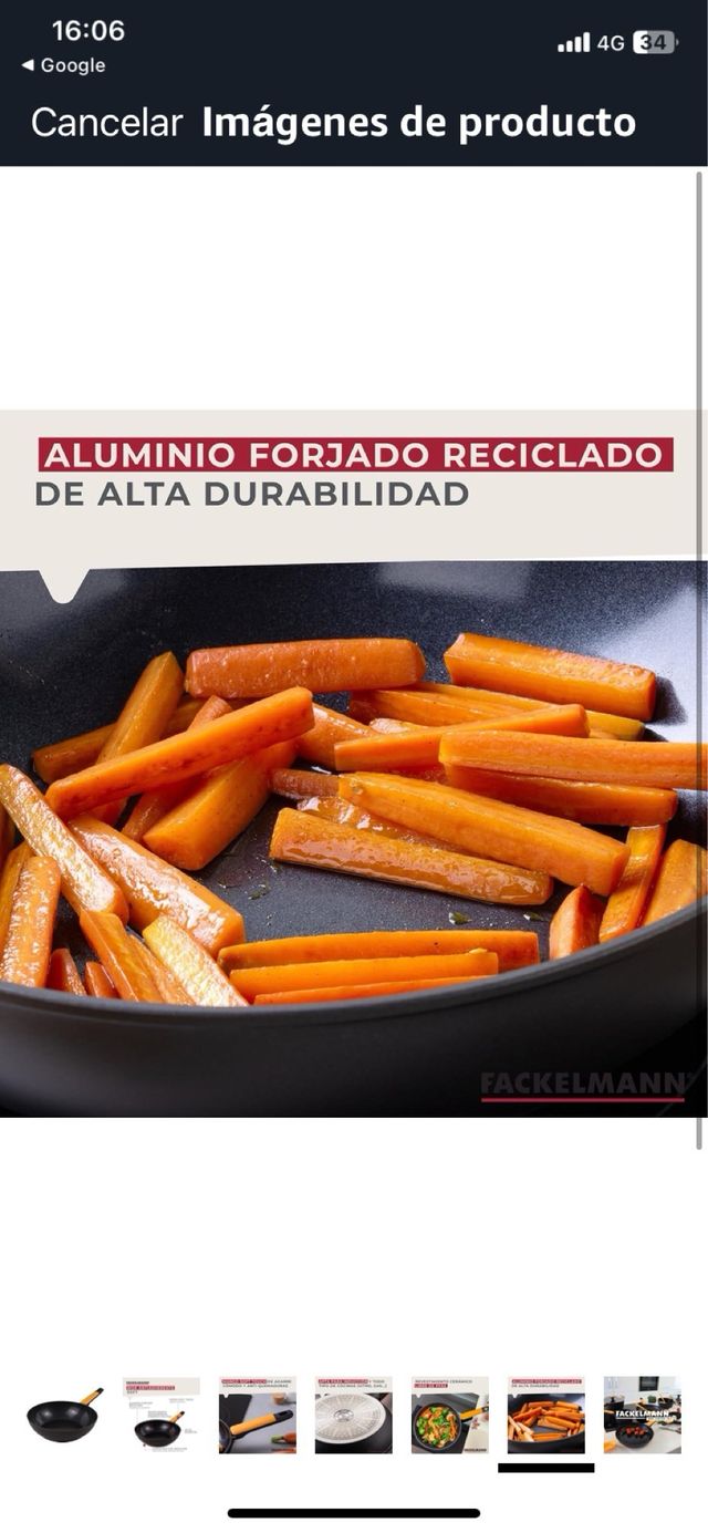Sartén Wok Antiadherente - Negra/Naranja