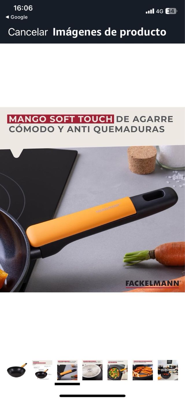 Sartén Wok Antiadherente - Negra/Naranja