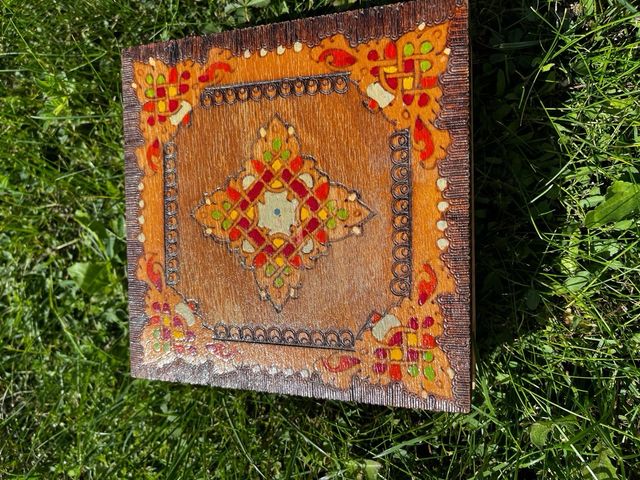 Caja madera vintage multicolor