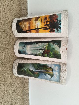3 Tejas pintadas - Decoración