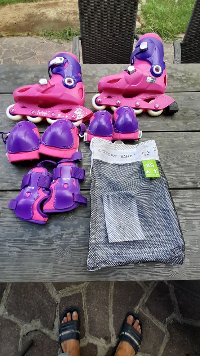 Pattini Oxelo Play 34-36 + protezioni