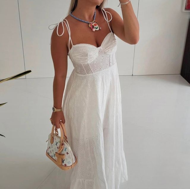 Vestido blanco eyelet - Talla única