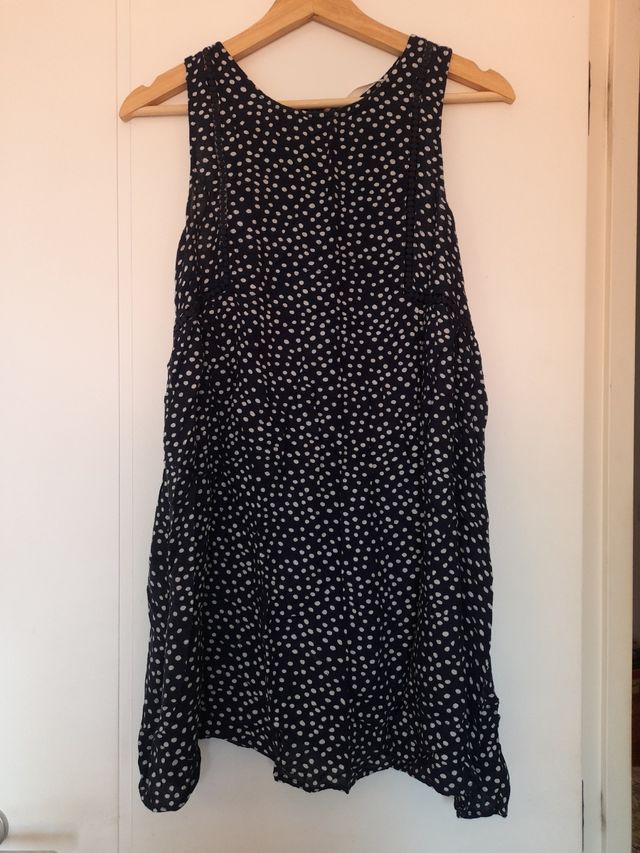 Vestido lunares azul - blanco