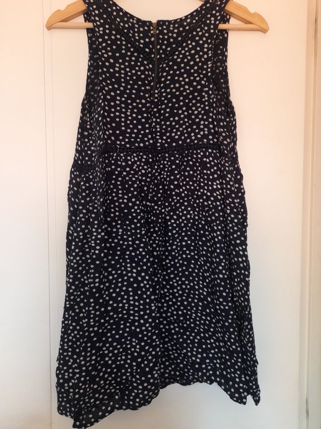 Vestido lunares azul - blanco