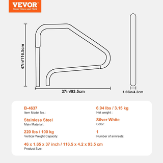 Corrimano per Piscina 1165 x 935 mm Ringhiera per