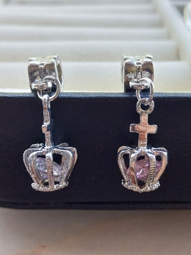 Pendentes coroa & cruz - Prateado e Rosa