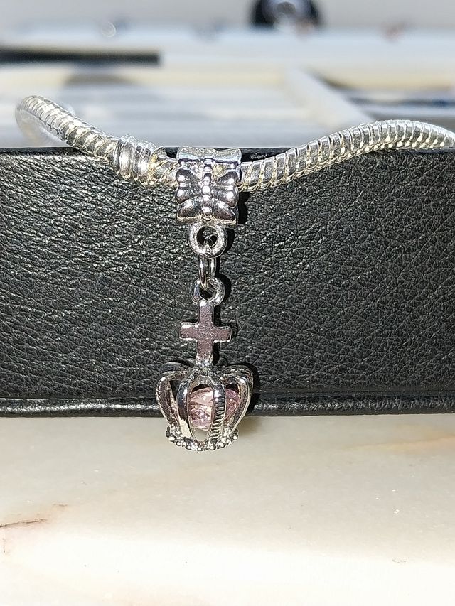 Pendentes coroa & cruz - Prateado e Rosa