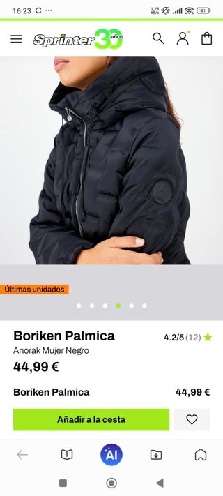 Abrigo acolchado boriken palmica mujer