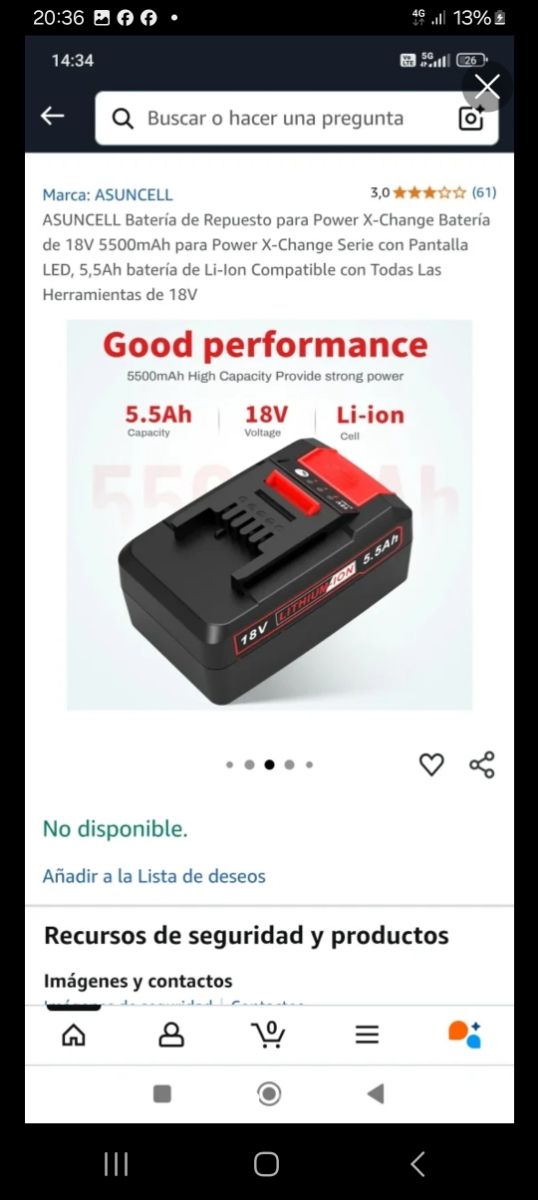 2 Baterías 18V Einhell