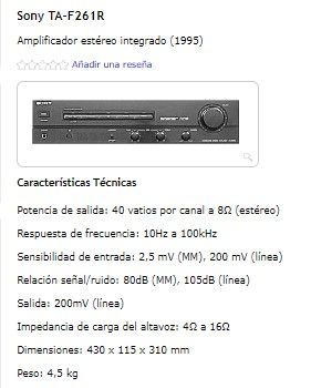 Amplificador SONY TA-F261R