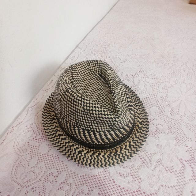 Sombrero paja - Negro y beige