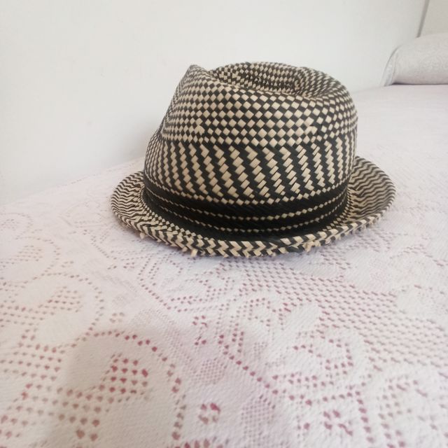 Sombrero paja - Negro y beige