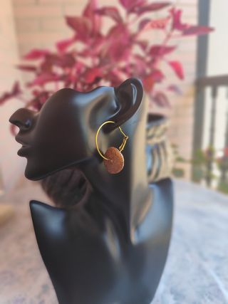 Pendientes aro dorados con detalle marrón