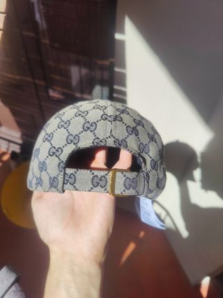 Cappello Gucci GG Canvas blu grigio con scatola 