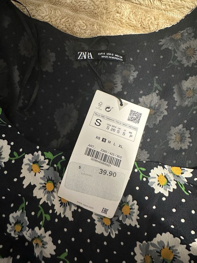 Crop top Zara - Flores - Azul