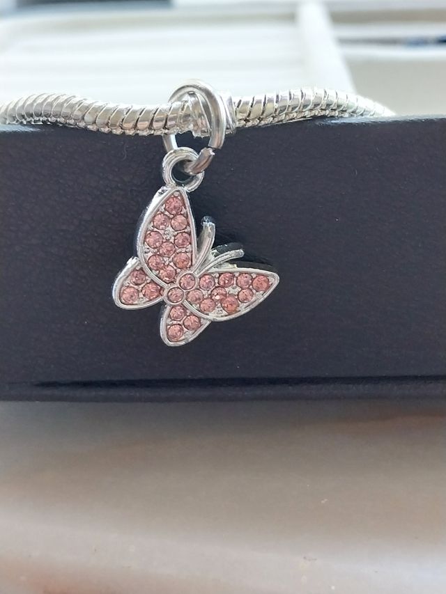 Pendentes Borboleta Pink & Silver