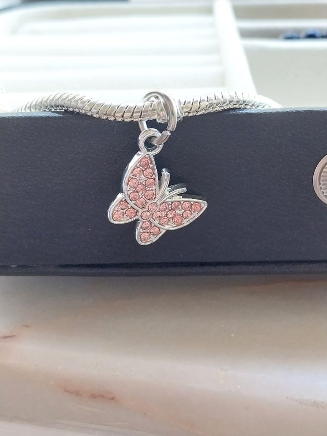 Pendentes Borboleta Pink & Silver