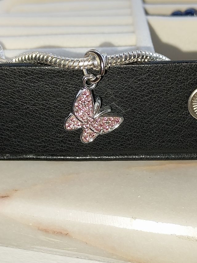 Pendentes Borboleta Pink & Silver