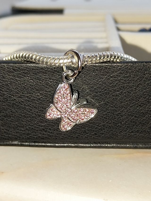 Pendentes Borboleta Pink & Silver