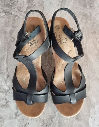 Sandalias negras tacón verano