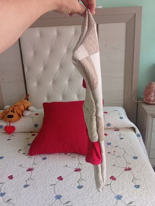 Cesta de tela multiusos beige-rojo