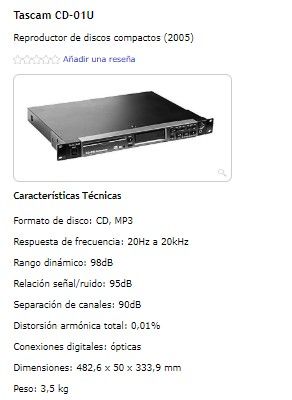 CD TASCAM CD-01U Profesional
