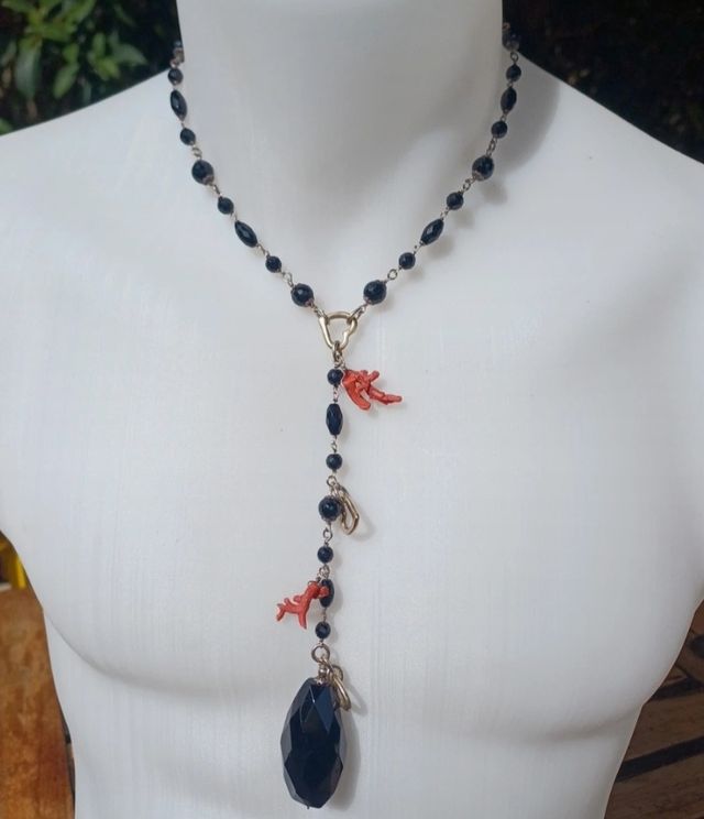 Collana Onice Corallo Argento