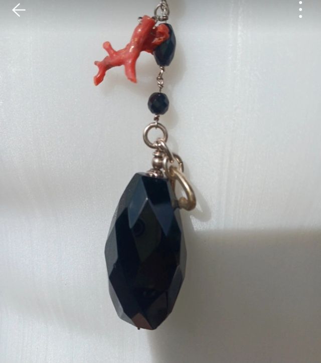 Collana Onice Corallo Argento