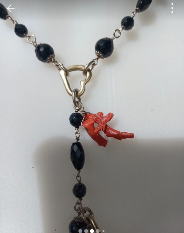 Collana Onice Corallo Argento