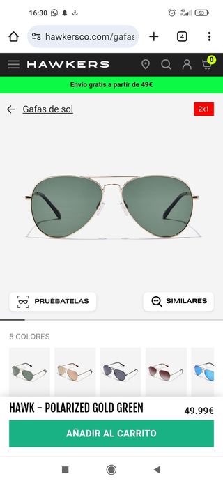 Hawkers Hawk Green- Gafas completamente nuevas.