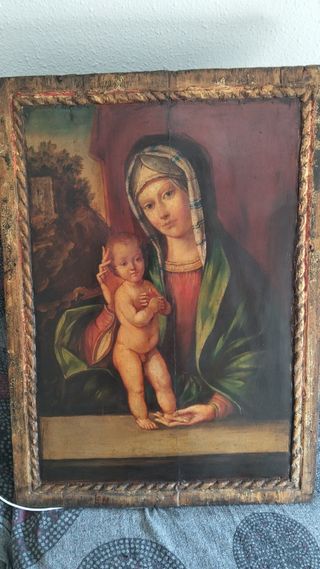 Pintura antigua Virgen Niño