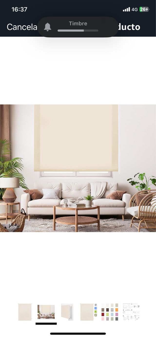 Estor enrollable beige - tejido translúcido