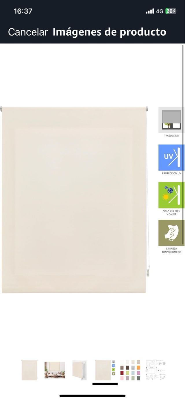 Estor enrollable beige - tejido translúcido