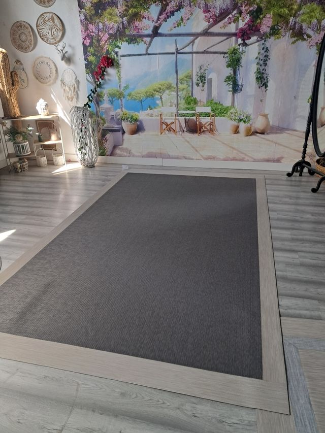 Tappeto in vinilo grigio-beige 185x325